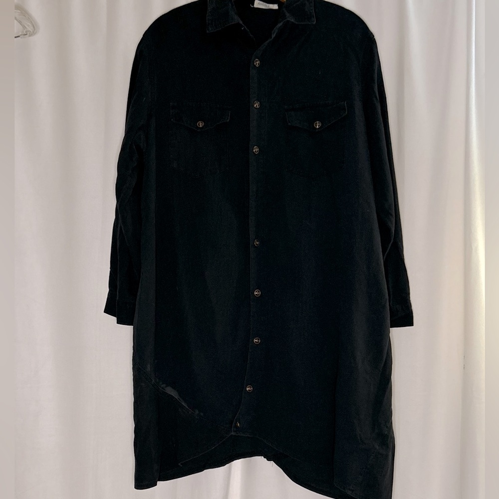 ANSELF button down black dress 100% cotton size XL
